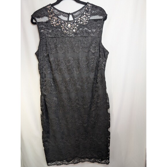 Scarlett Dresses & Skirts - Women's Scarlett Black Lace Dress Sleeveless Stone Embellishments Size 16